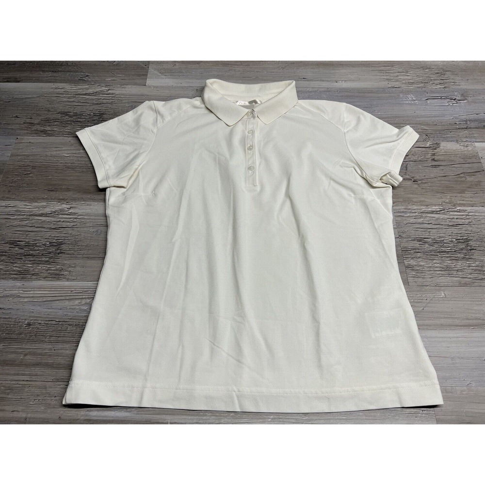 Nike Golf Polo Shirt L White Polyester Short Sleeve Back Swoosh